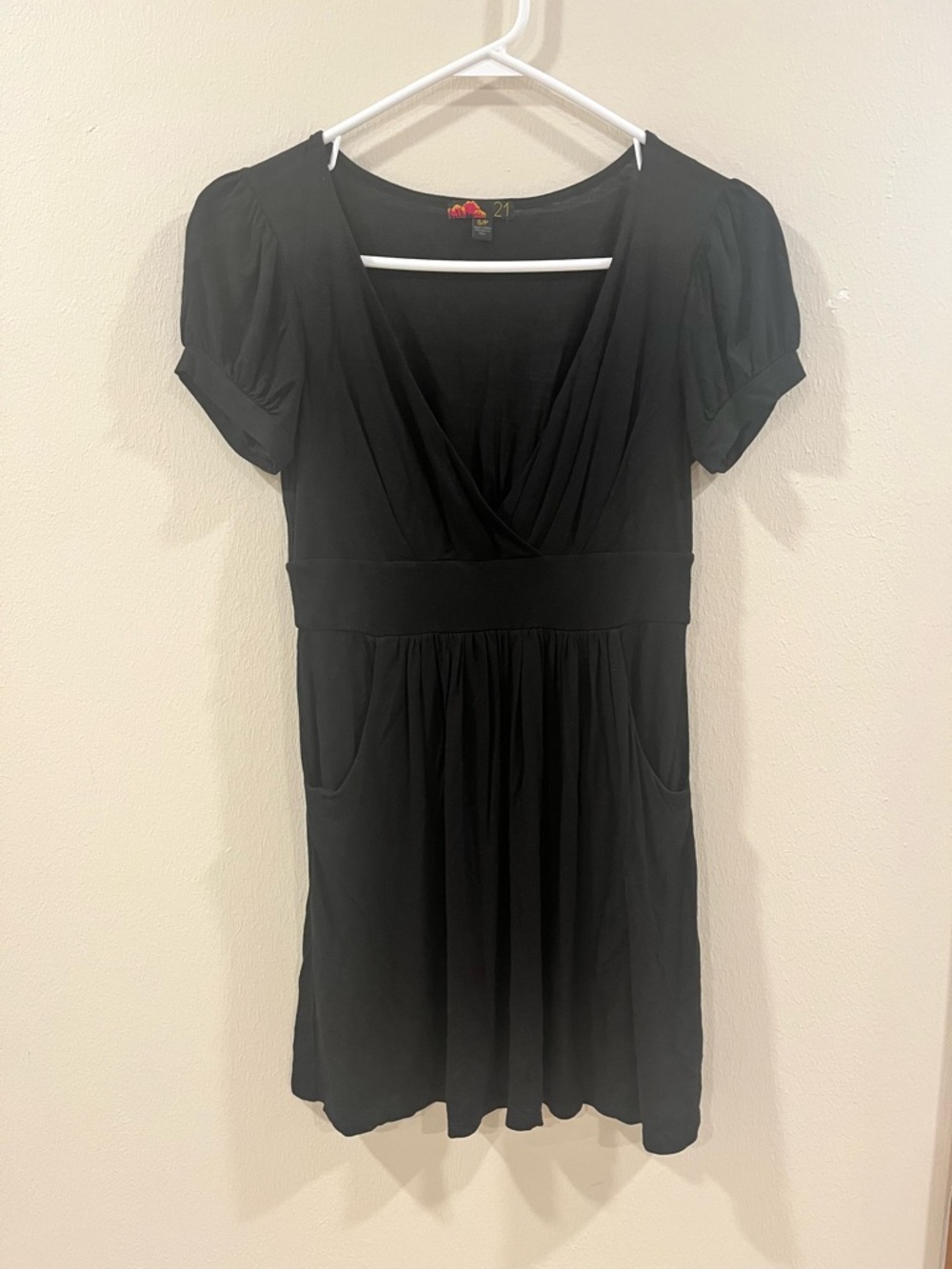 Heritage 21 by Forever 21 | Black Surplice Mini Dress with Pockets